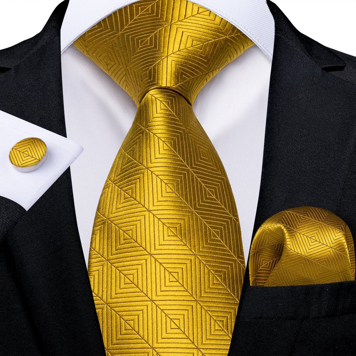Golden Geometry Tie Set tie set Standard Packaging - Sophisticated Gentlemen