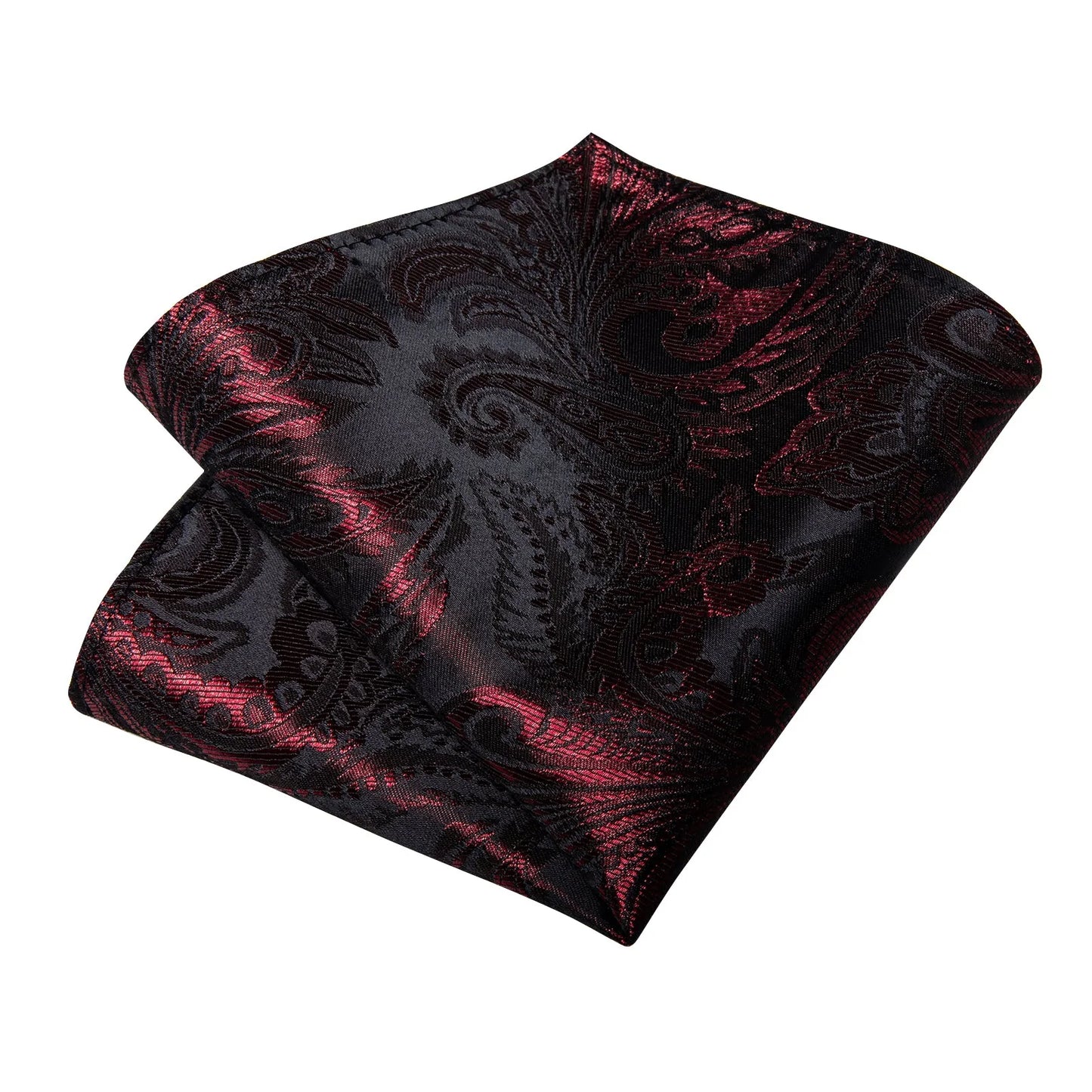 Red and Black Silk Tie, Pocket Square and Cufflinks tie sets - Sophisticated Gentlemen