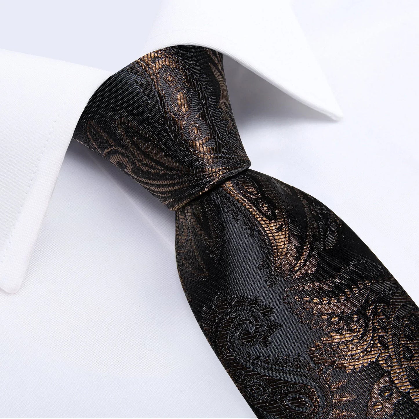 Brown and Black Silk Tie, Pocket Square and Cufflinks tie sets - Sophisticated Gentlemen