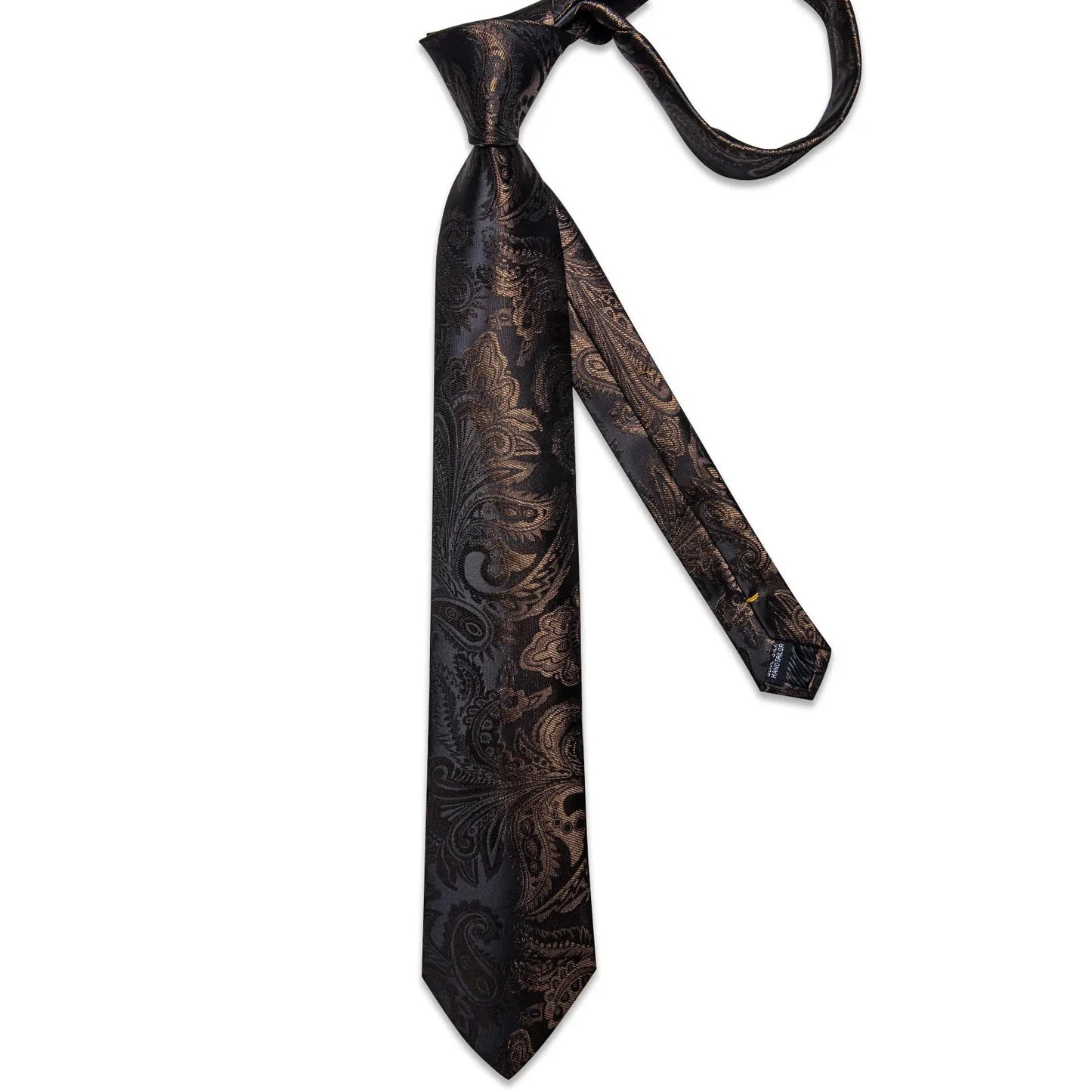 Brown and Black Silk Tie, Pocket Square and Cufflinks tie sets - Sophisticated Gentlemen
