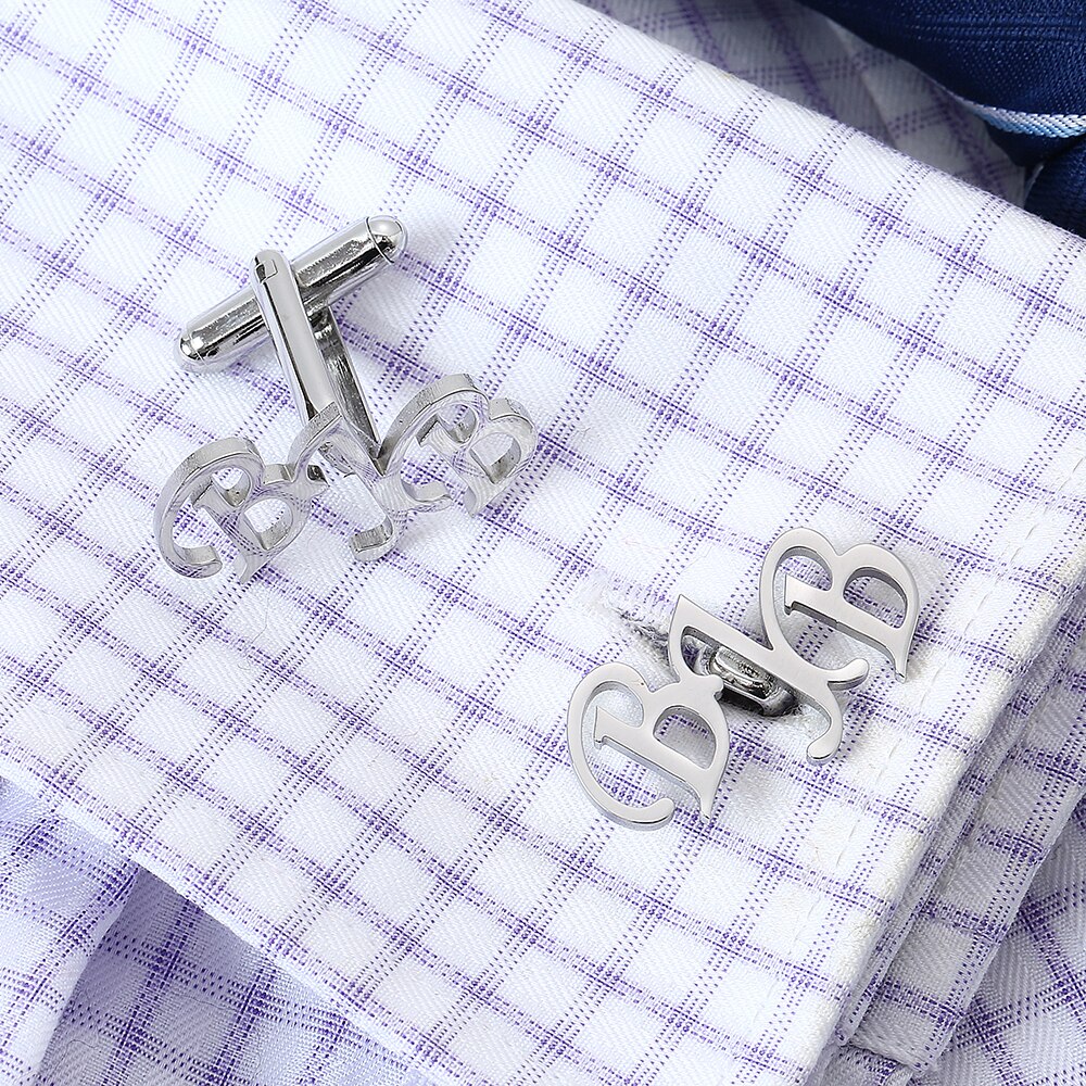 Initials Cufflinks cufflink Silver 2 ( Up to 3 Characters ) - Sophisticated Gentlemen