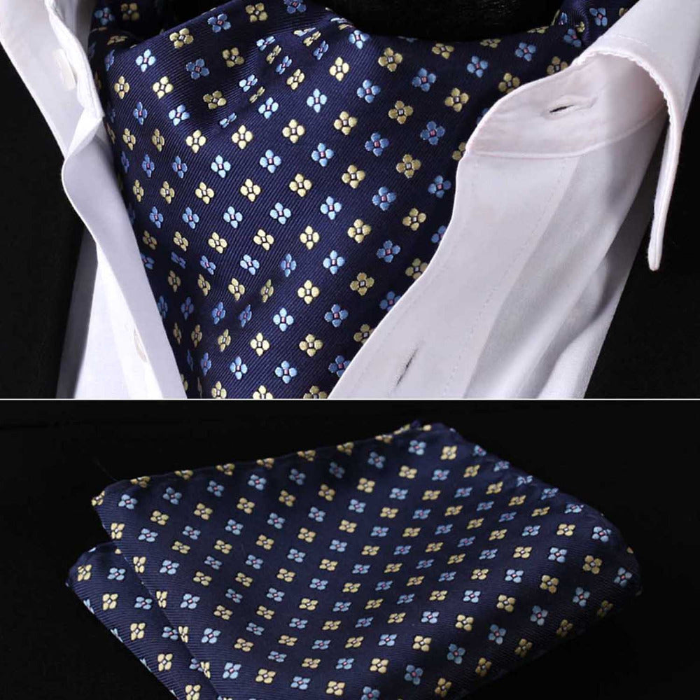 Colorful Daisies Ascot and Pocket Square Ascot - Sophisticated Gentlemen