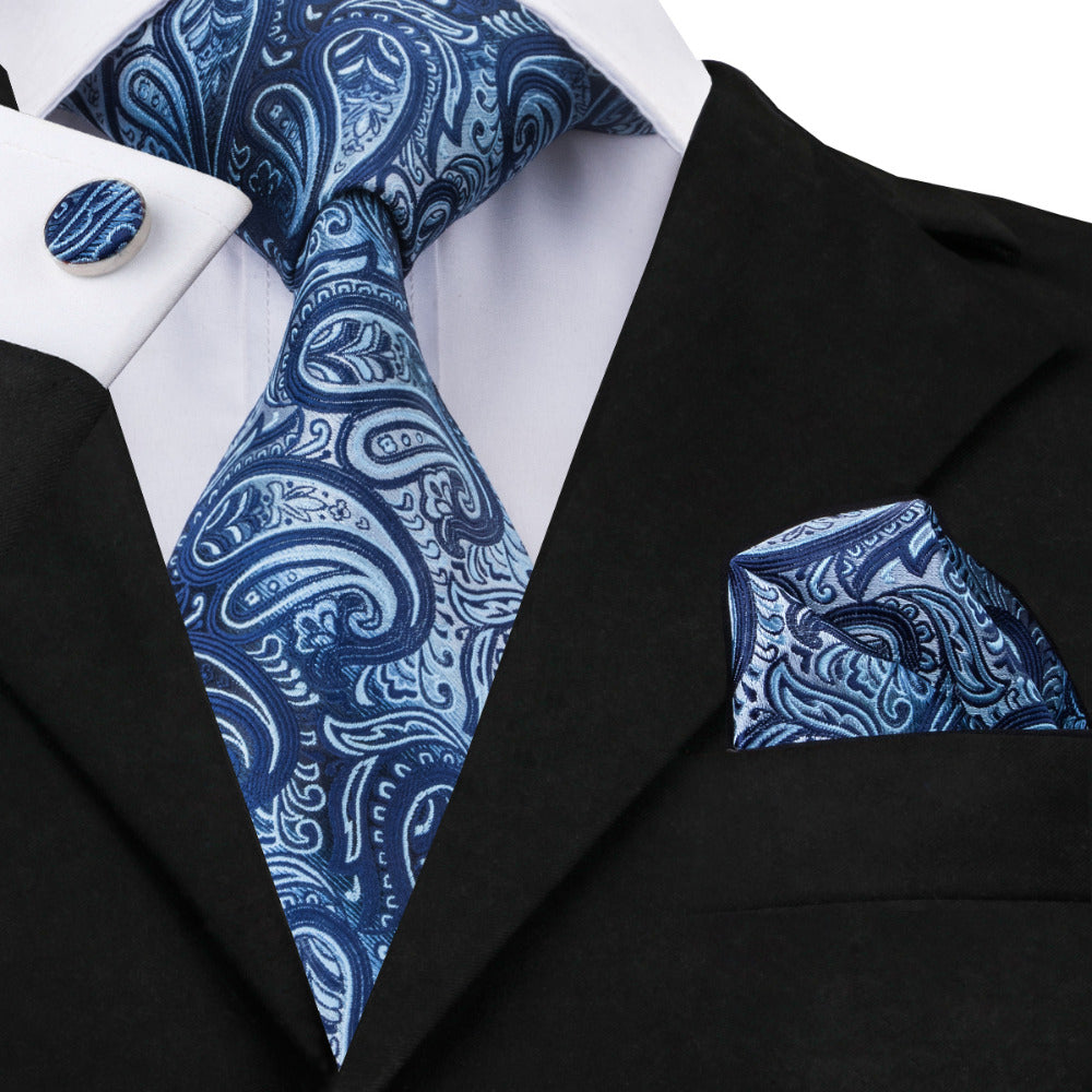 Icy Tie, Pocket Square and Cufflinks tie sets - Sophisticated Gentlemen
