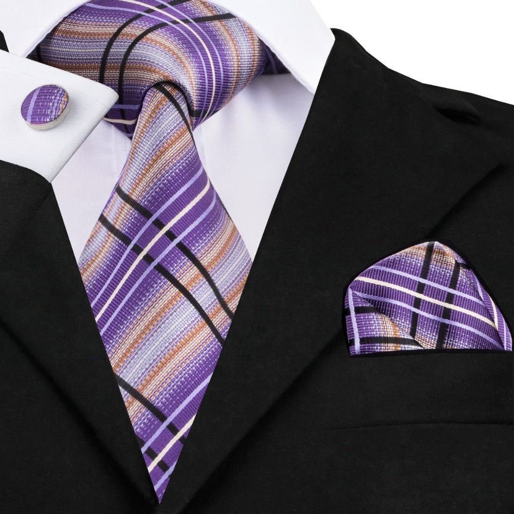 Purple Planet Tie, Pocket Square and Cufflinks - SOPHGENT