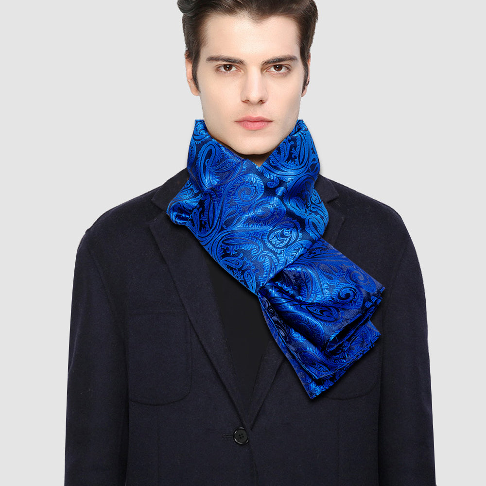 Royal Blue Paisley Silk Scarf Scarf - Sophisticated Gentlemen
