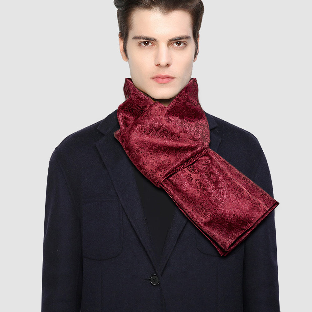 Burgundy Paisley Silk Scarf Scarf - Sophisticated Gentlemen