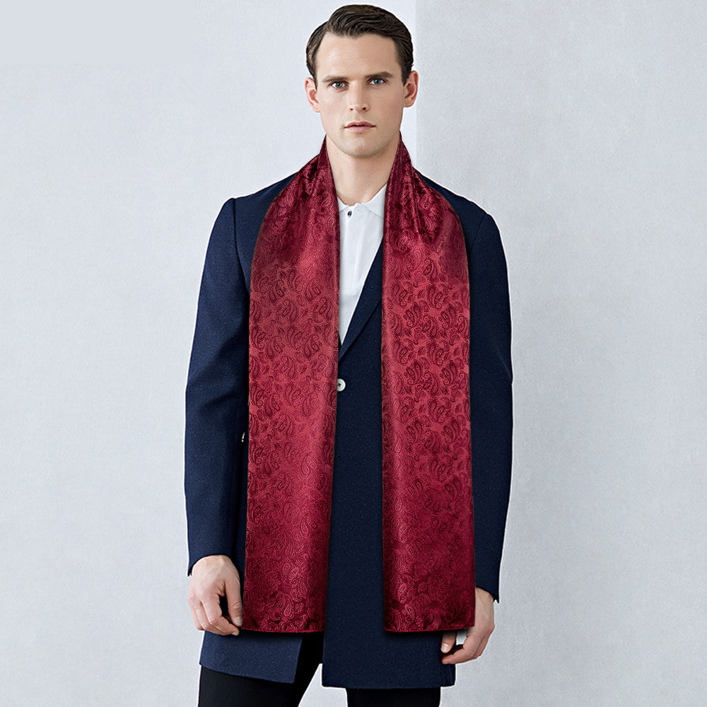 Burgundy Paisley Silk Scarf Scarf - Sophisticated Gentlemen