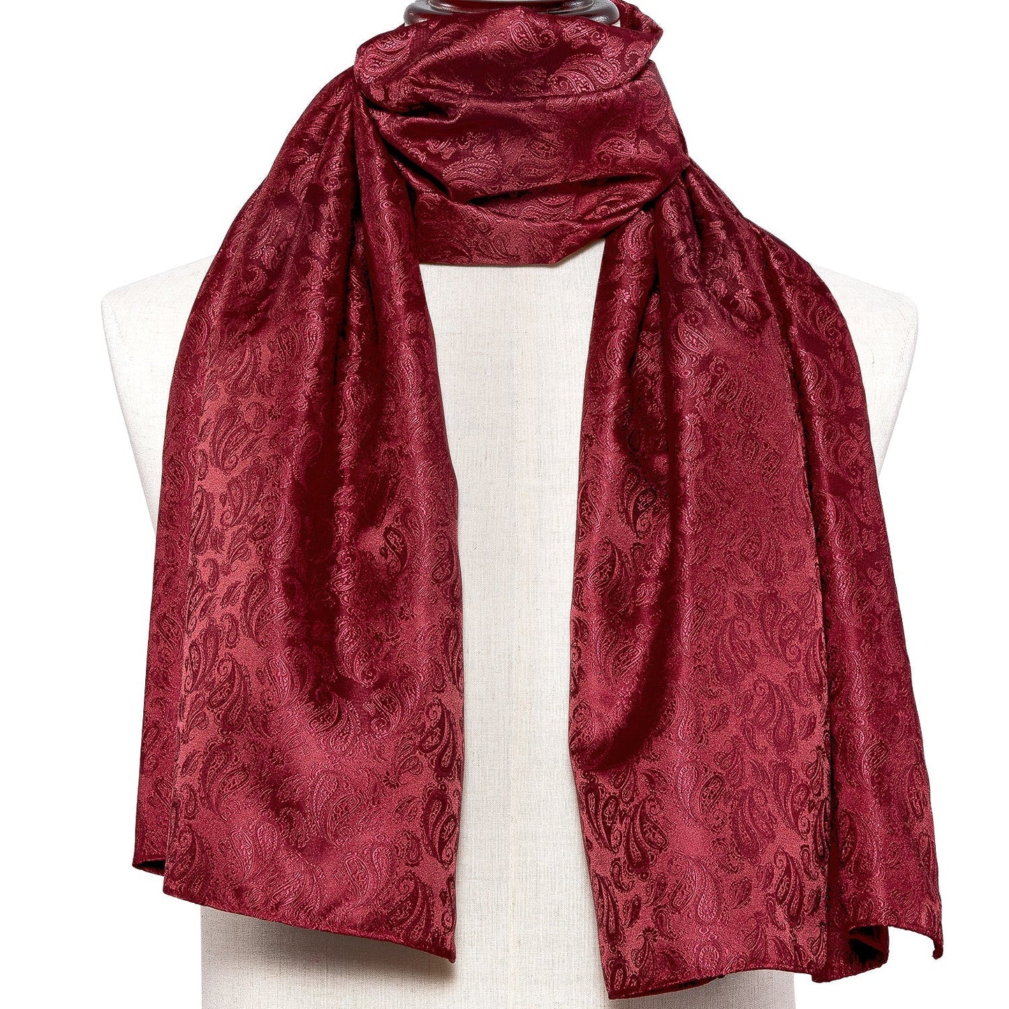 Burgundy Paisley Silk Scarf Scarf - Sophisticated Gentlemen
