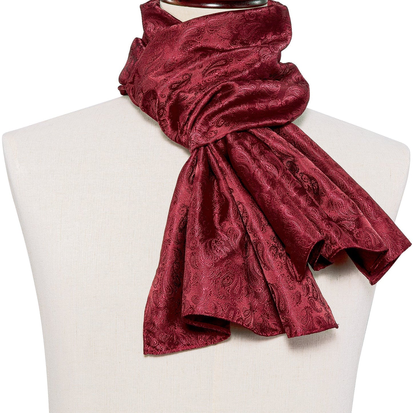 Burgundy Paisley Silk Scarf Scarf - Sophisticated Gentlemen