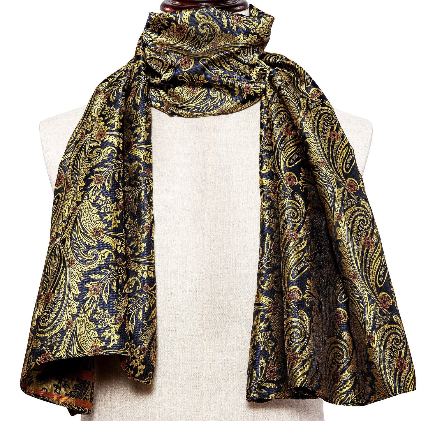 Navy and Yellow Floral Silk Scarf Scarf - Sophisticated Gentlemen