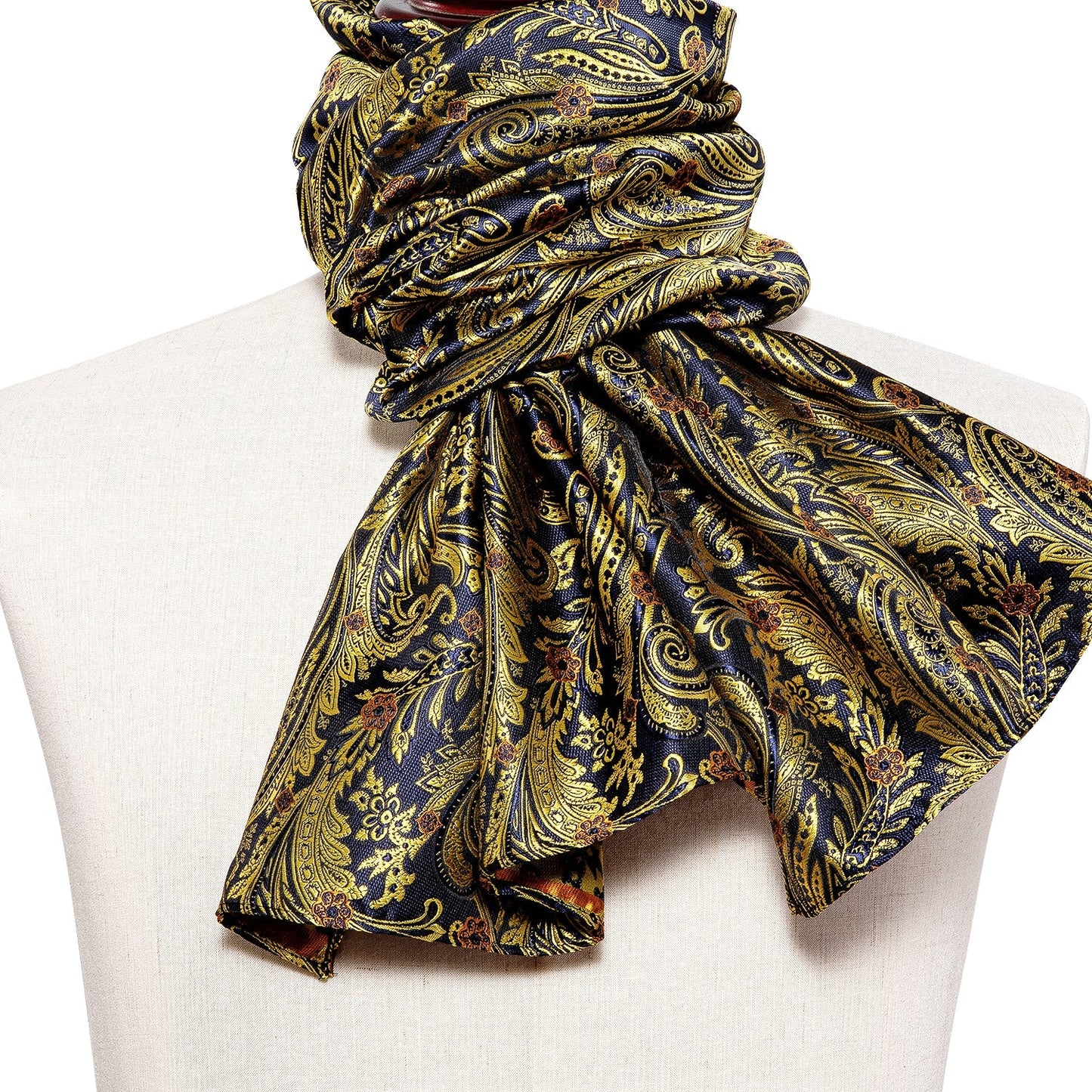 Navy and Yellow Floral Silk Scarf Scarf - Sophisticated Gentlemen