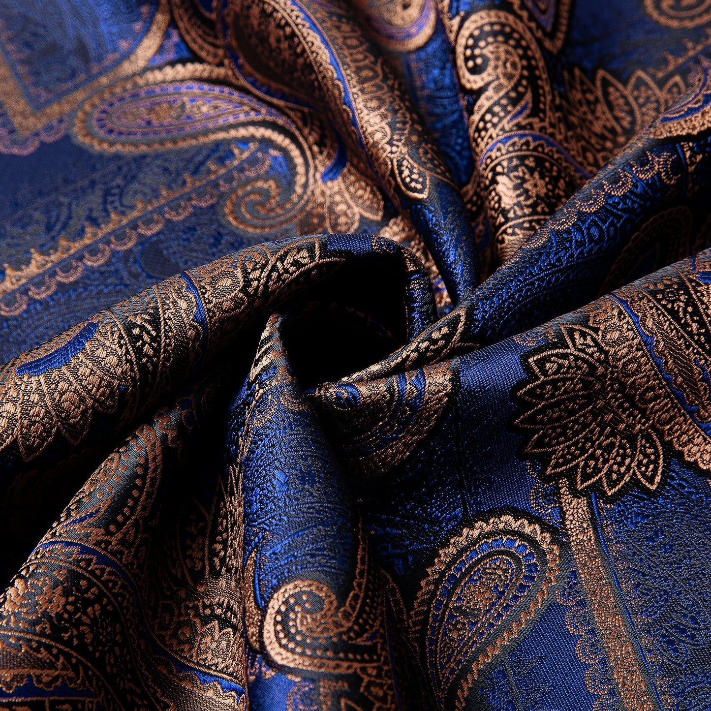 Blue and Bronze Paisley Silk Scarf Scarf - Sophisticated Gentlemen