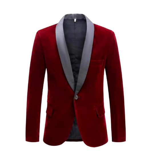 Red Velvet Tuxedo Jacket tuxedo    - Sophisticated Gentlemen