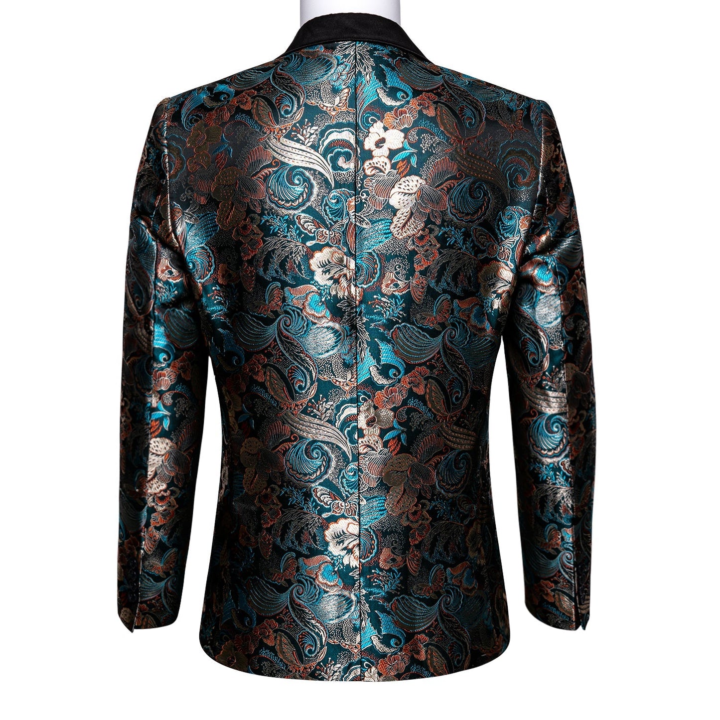 Floral Blue & Gold Double Breasted Tuxedo Jacket tuxedo - Sophisticated Gentlemen