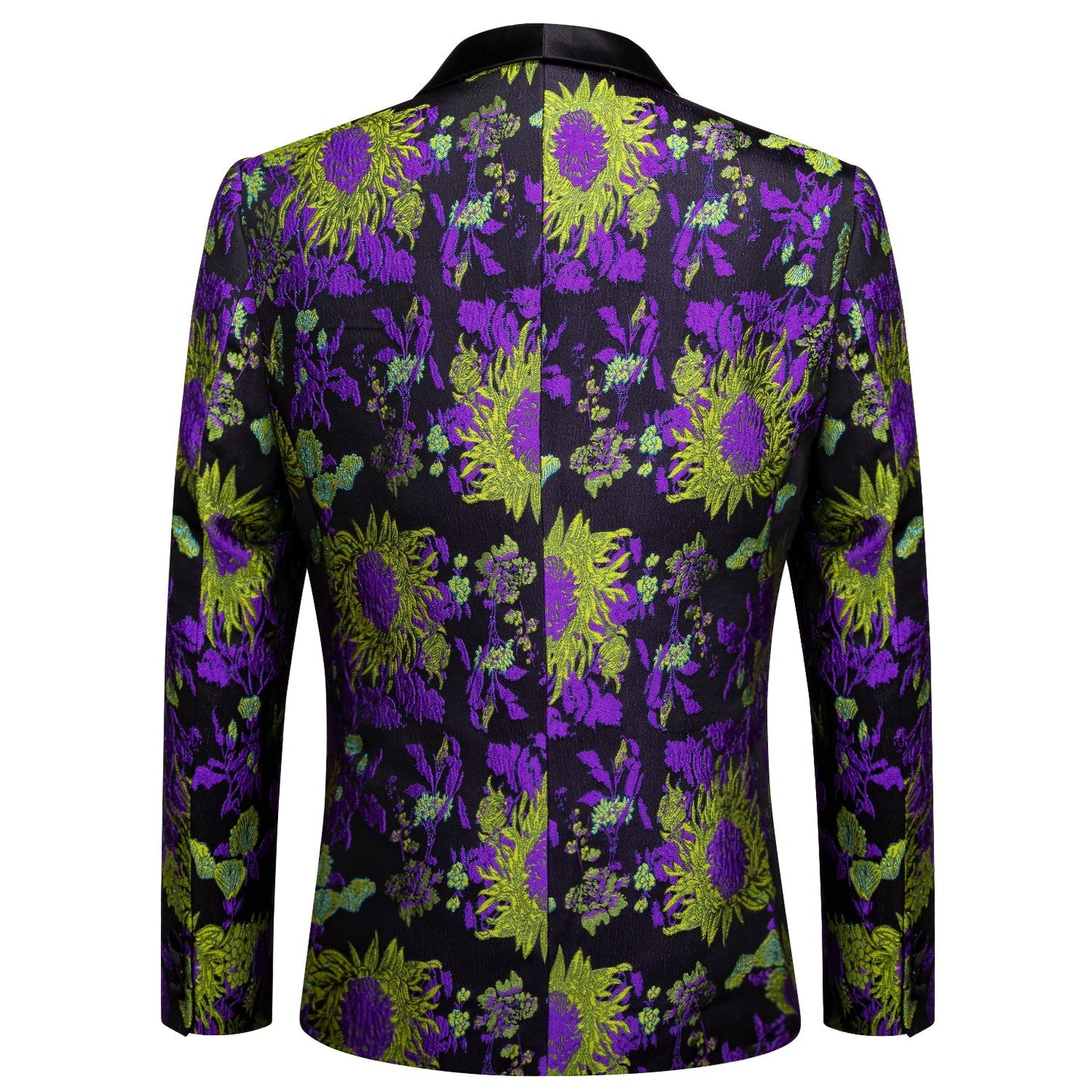Floral Black, Green & Purple Tuxedo Jacket - SOPHGENT