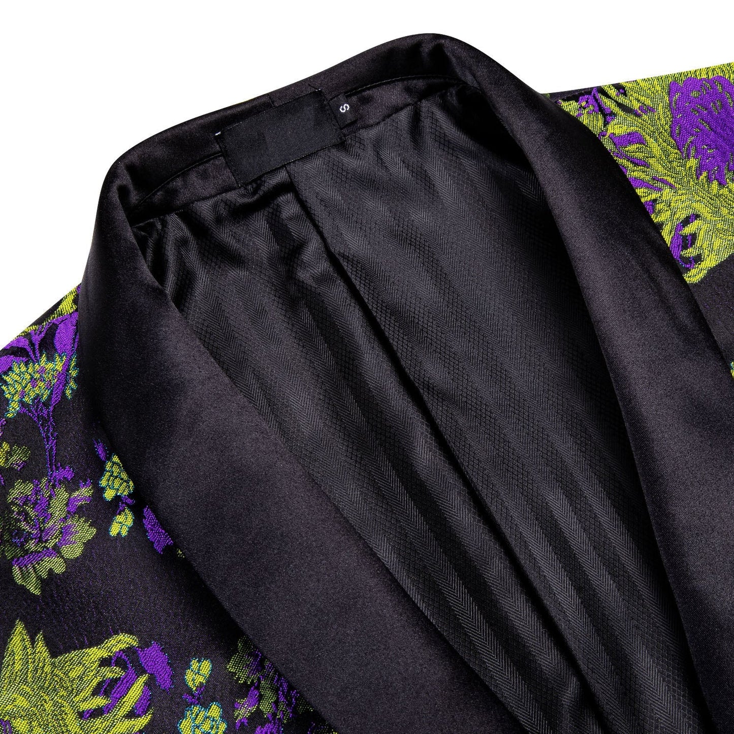 Floral Black, Green & Purple Tuxedo Jacket - SOPHGENT