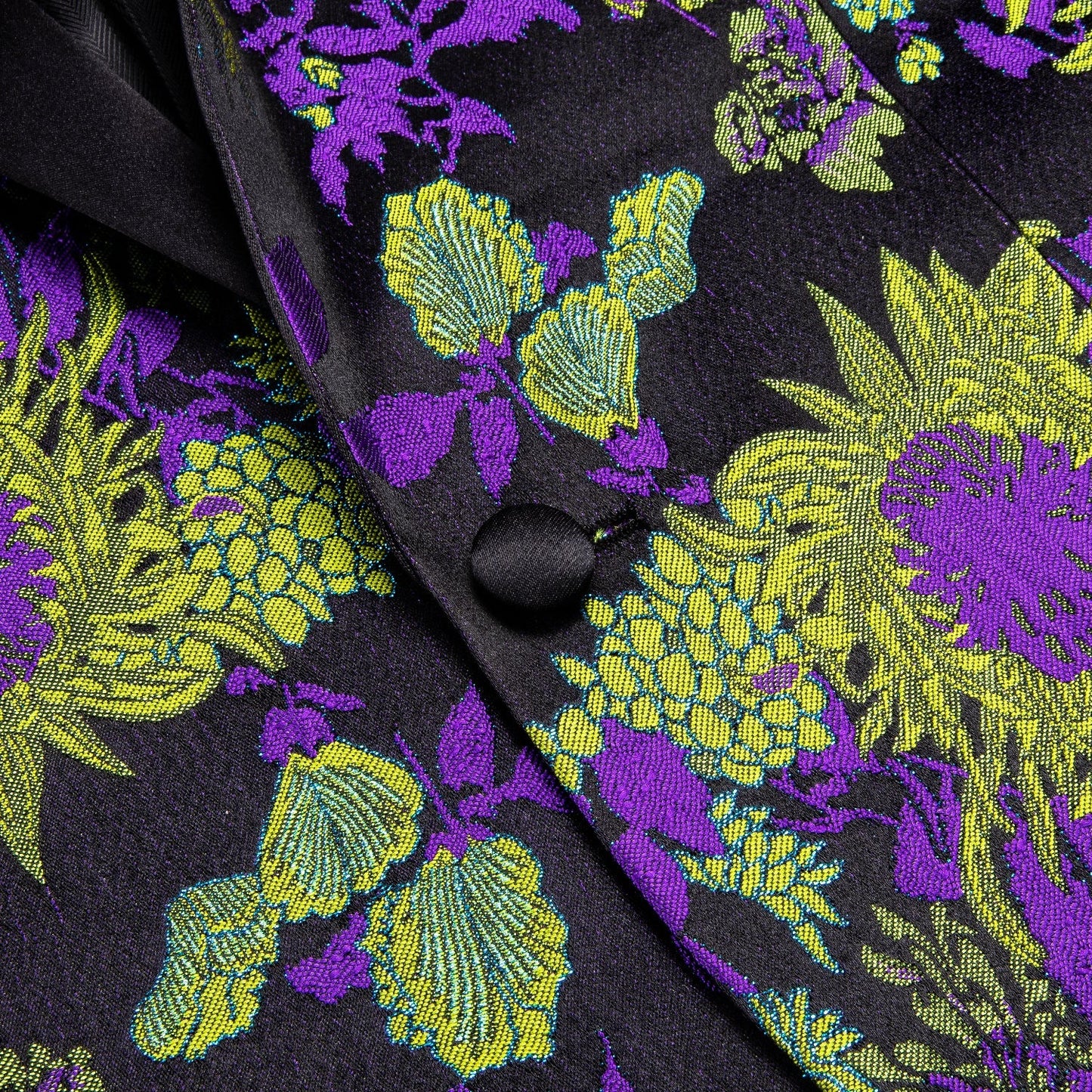 Floral Black, Green & Purple Tuxedo Jacket - SOPHGENT