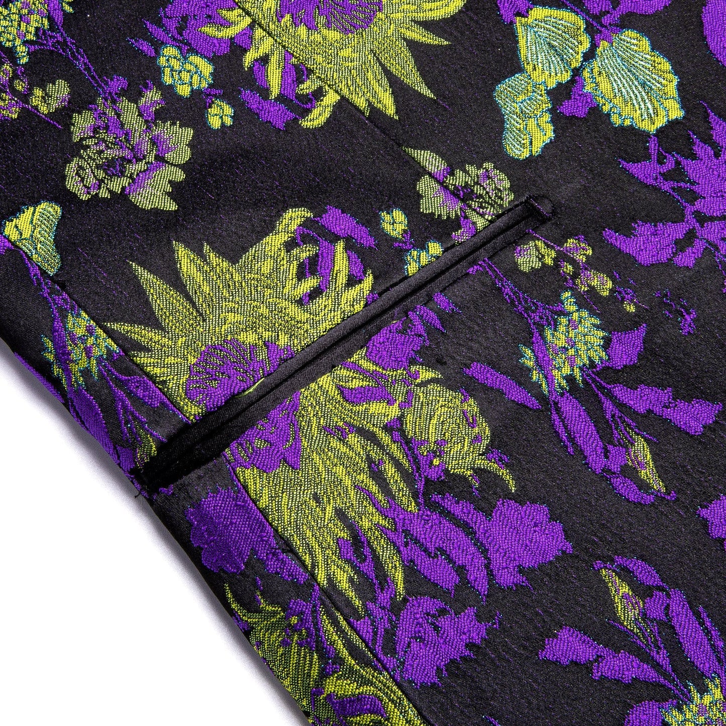 Floral Black, Green & Purple Tuxedo Jacket - SOPHGENT