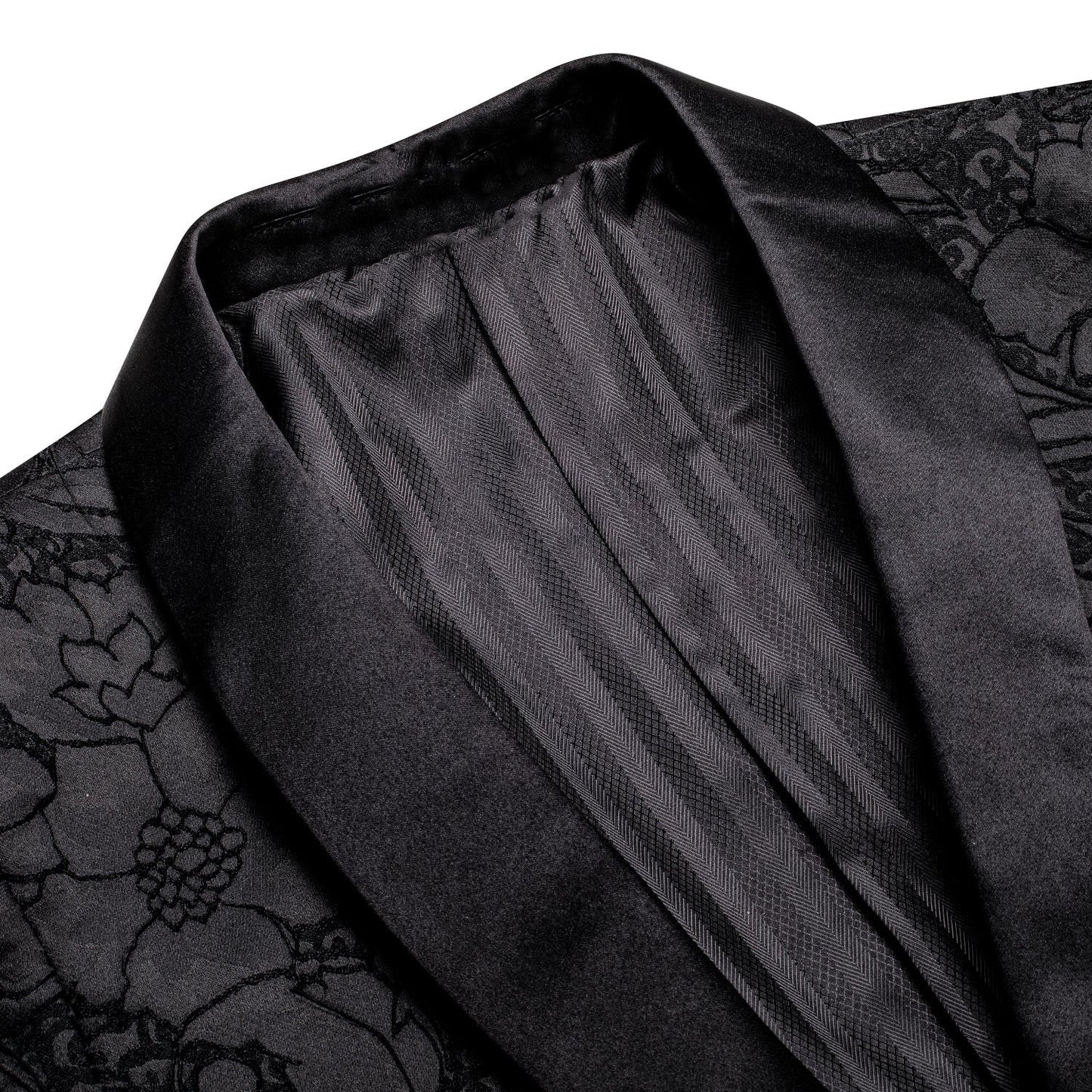 Black Embroidered Floral Tuxedo Jacket tuxedo - Sophisticated Gentlemen
