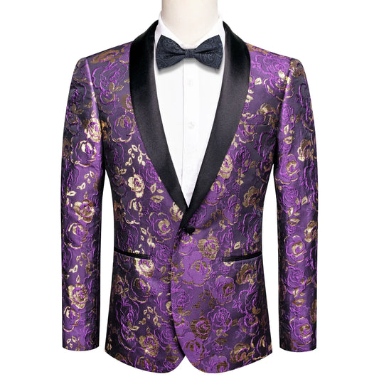 Purple Embroidered Floral Tuxedo Jacket tuxedo S (38)   - Sophisticated Gentlemen