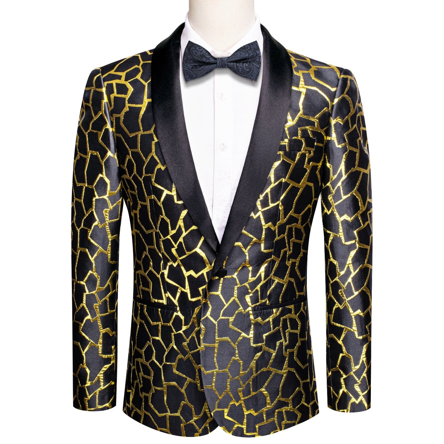Black and Gold Tuxedo Jacket tuxedo S (38) - Sophisticated Gentlemen