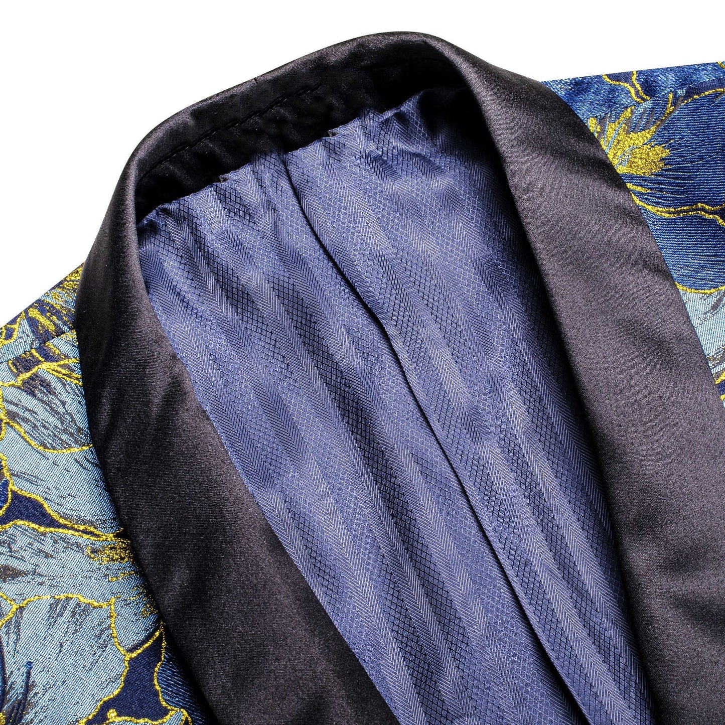 Blue and Yellow Embroidered Floral Tuxedo Jacket tuxedo - Sophisticated Gentlemen