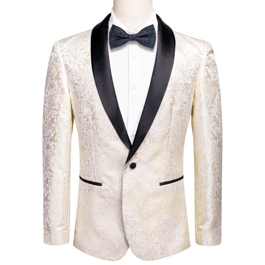 Champagne Embroidered Floral Tuxedo Jacket tuxedo S (38)   - Sophisticated Gentlemen