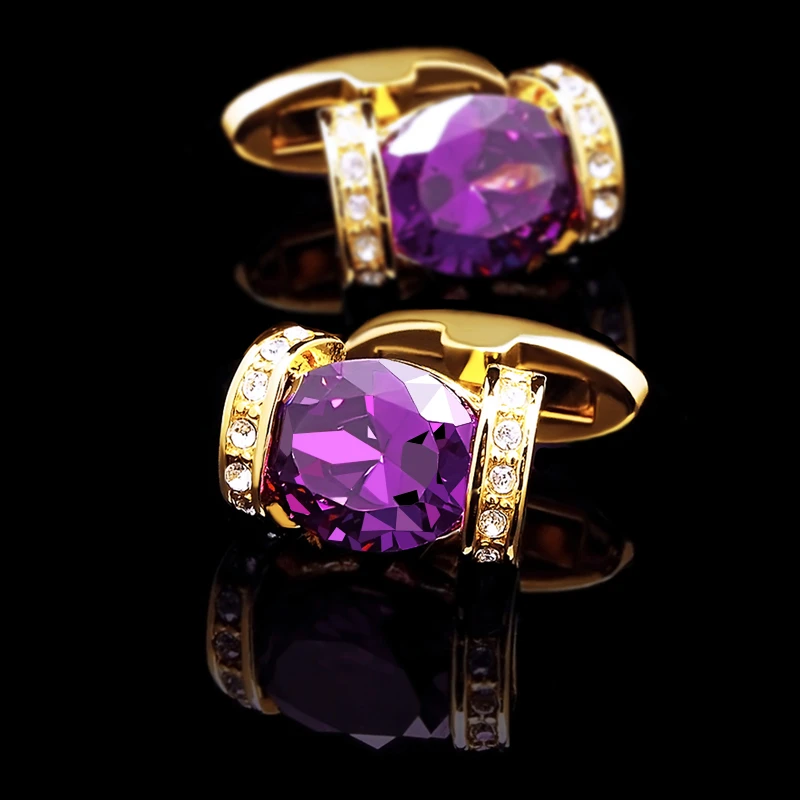 18K Plated Purple And Gold Cufflinks Cufflink - Sophisticated Gentlemen