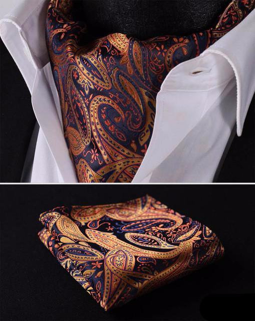 Gold Lava Ascot and Pocket Square ascot    - Sophisticated Gentlemen