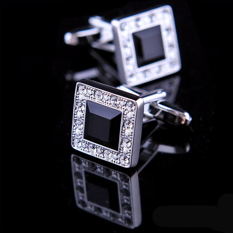Black Crystal Cufflinks cufflink - Sophisticated Gentlemen