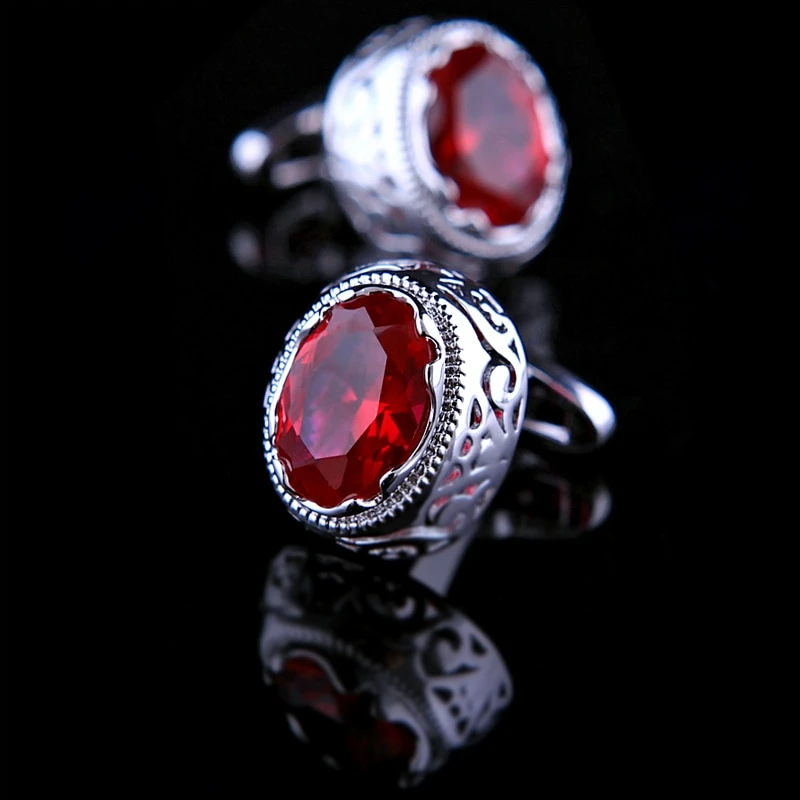 Vintage Crystal Red Ruby Cufflinks Cufflink - Sophisticated Gentlemen