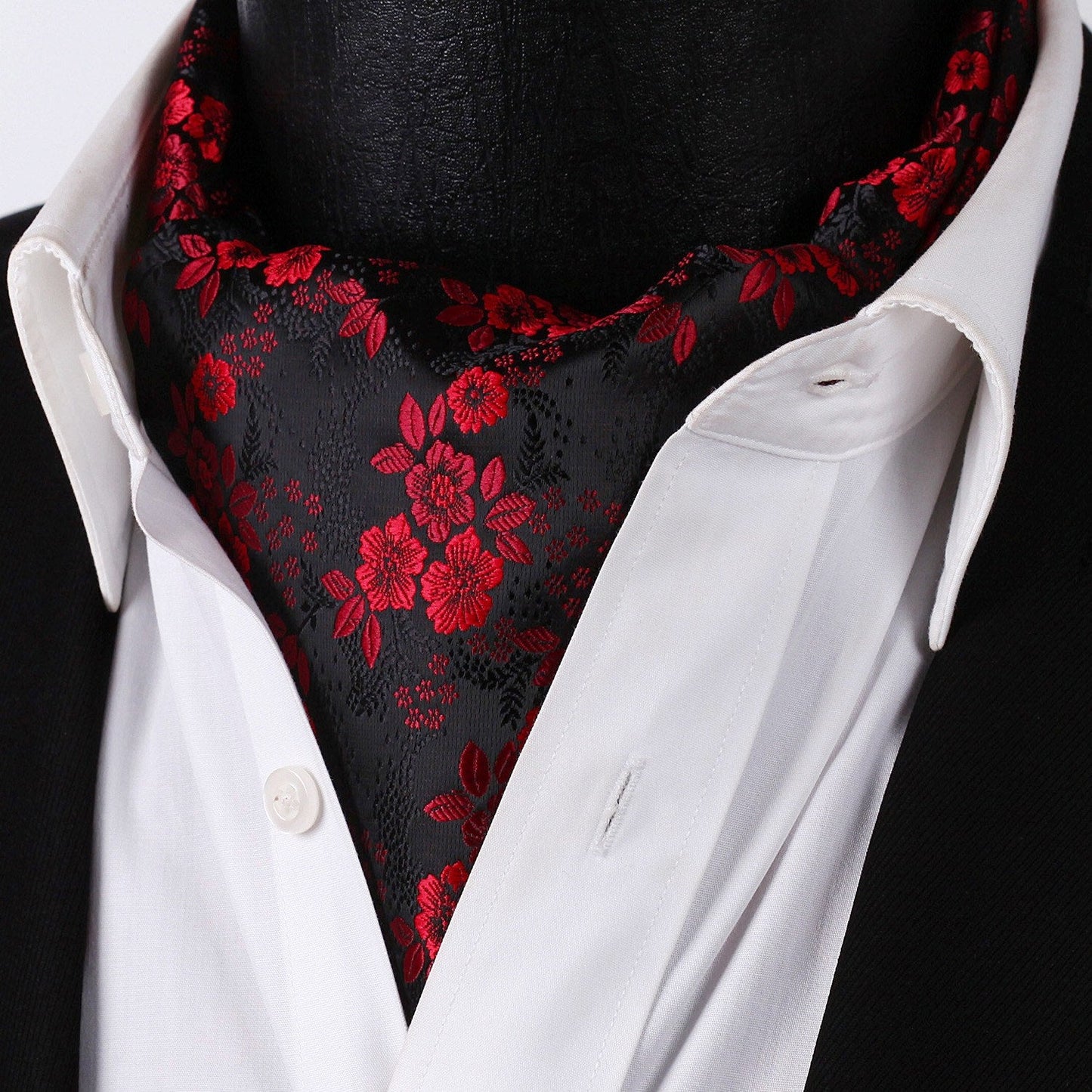 Midnight Rose Ascot and Handkerchief - Sophisticated Gentlemen