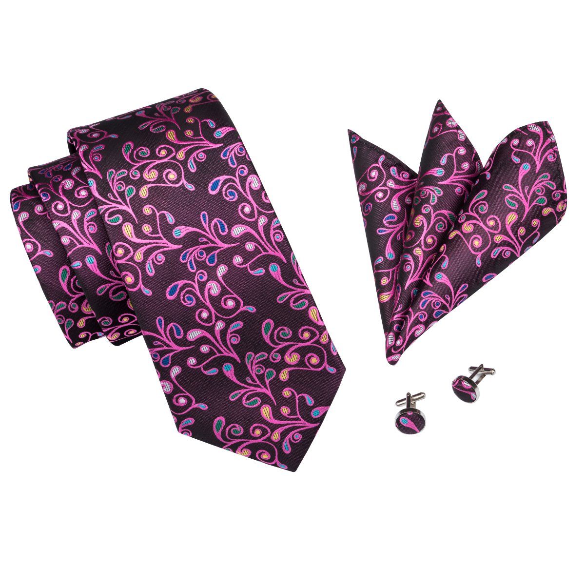 Spring Florals Tie, Pocket Square and Cufflinks Set tie sets - Sophisticated Gentlemen