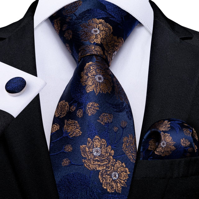 Midnight In Paris Silk Tie, Navy / Gold premium - Sophisticated Gentlemen