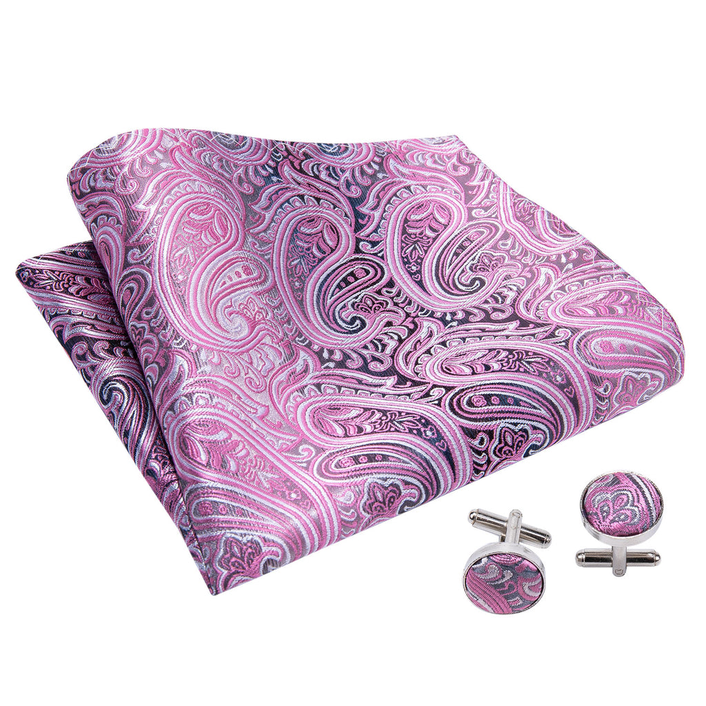 Pink Paisley Ascot, Pocket Square and Cufflinks ascot    - Sophisticated Gentlemen