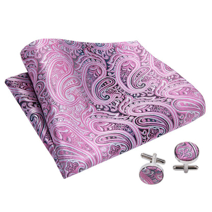 Pink Paisley Ascot, Pocket Square and Cufflinks ascot    - Sophisticated Gentlemen