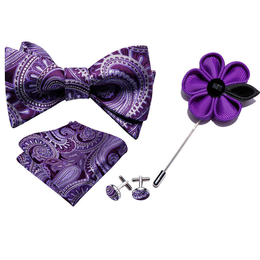 Purple Paisley Bow Tie Set bow ties    - Sophisticated Gentlemen