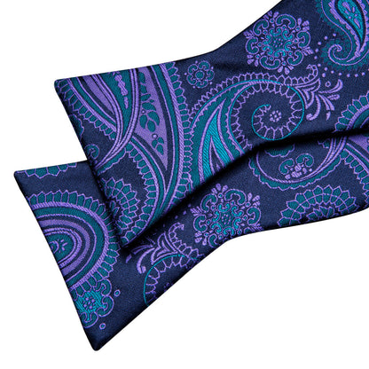 Blue Coral Paisley Bow Tie Set bow ties    - Sophisticated Gentlemen