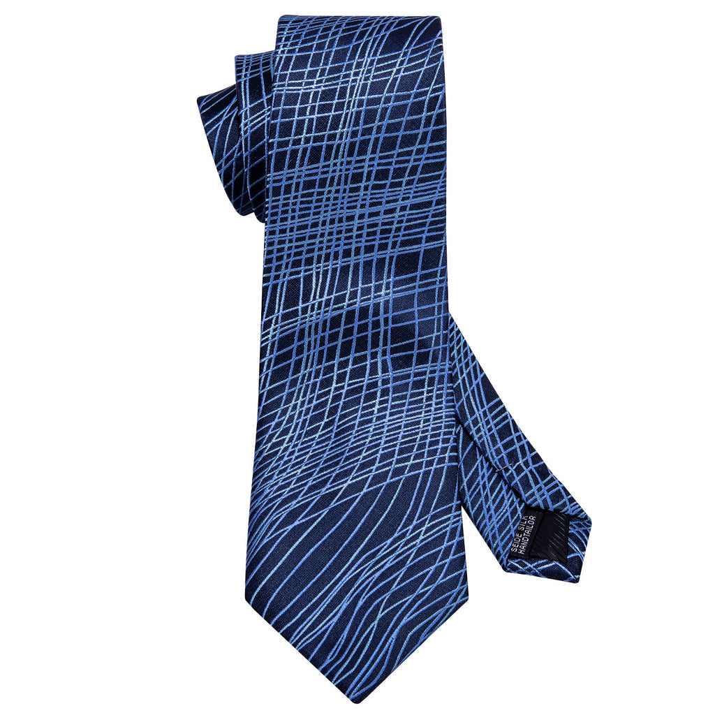 Dark Blue Novelty Silk Tie, Pocket Square and Cufflinks Set tie sets    - Sophisticated Gentlemen
