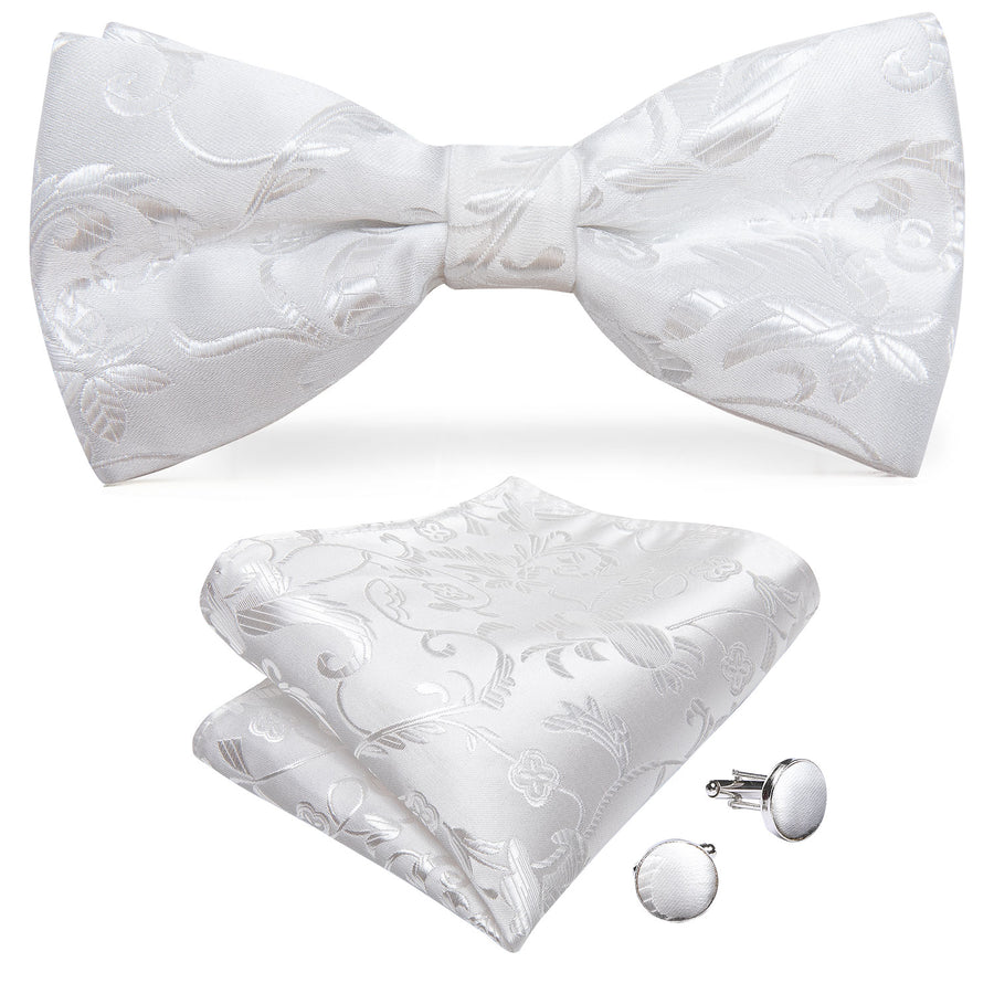 New Silver White Floral Silk Vest Set vest set    - Sophisticated Gentlemen