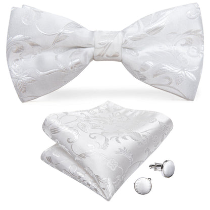 New Silver White Floral Silk Vest Set vest set    - Sophisticated Gentlemen