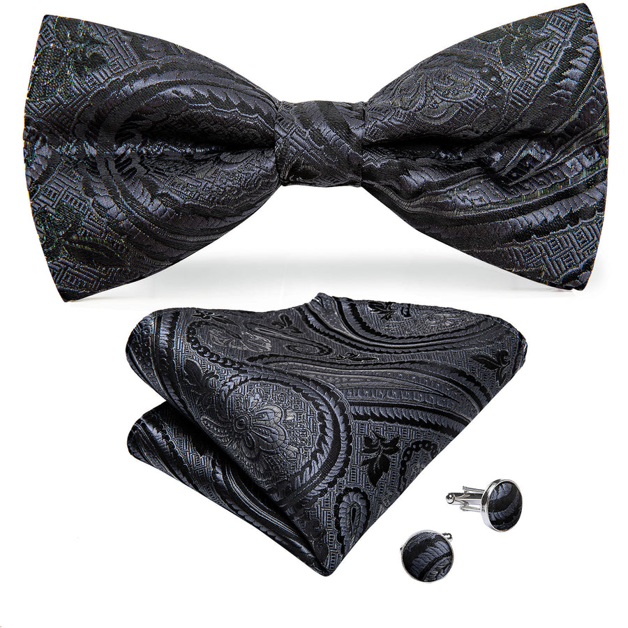 Coal Noir Paisley Silk Vest Set vest set    - Sophisticated Gentlemen