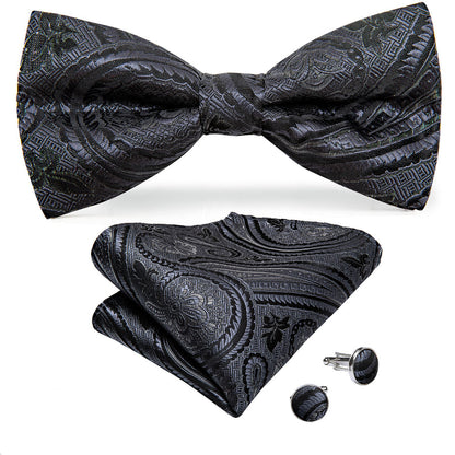 Coal Noir Paisley Silk Vest Set vest set    - Sophisticated Gentlemen
