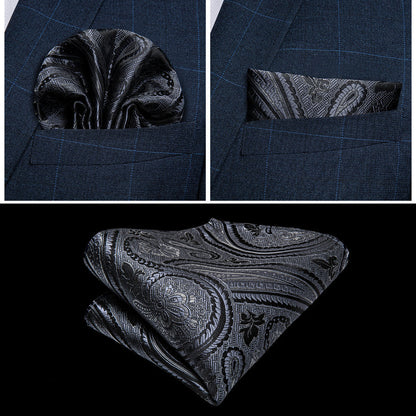 Coal Noir Paisley Silk Vest Set vest set    - Sophisticated Gentlemen