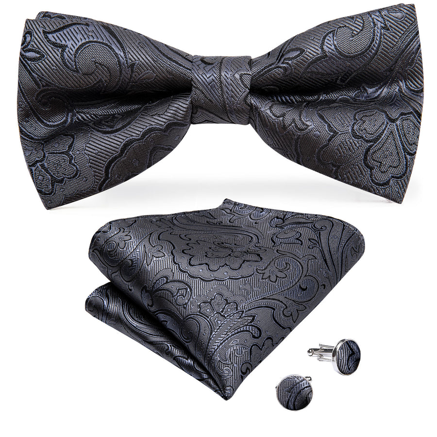 New Silver Black Floral Silk Vest Set vest set    - Sophisticated Gentlemen