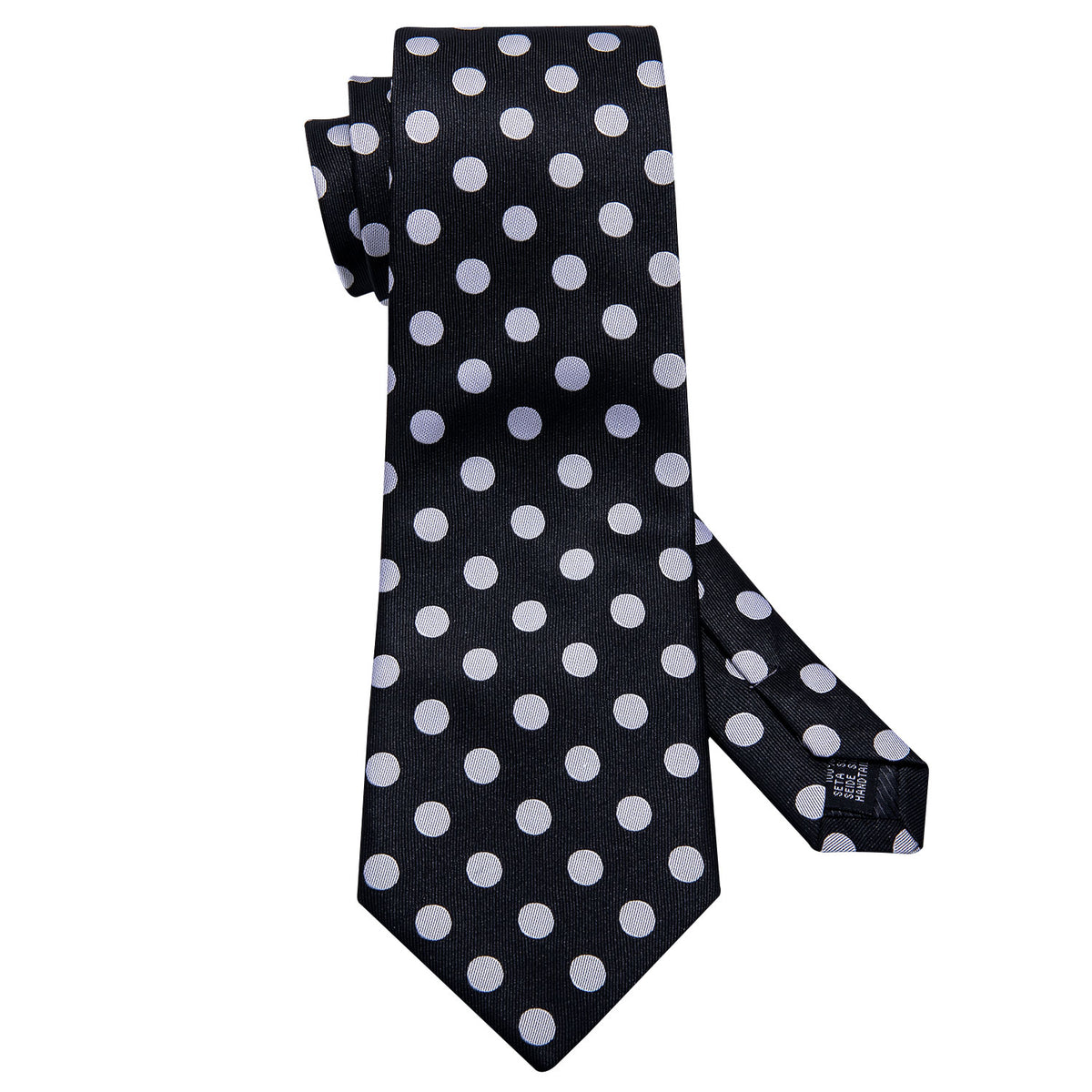 Black Silver Polka Dot Tie, Pocket Square and Cufflinks Set tie sets    - Sophisticated Gentlemen