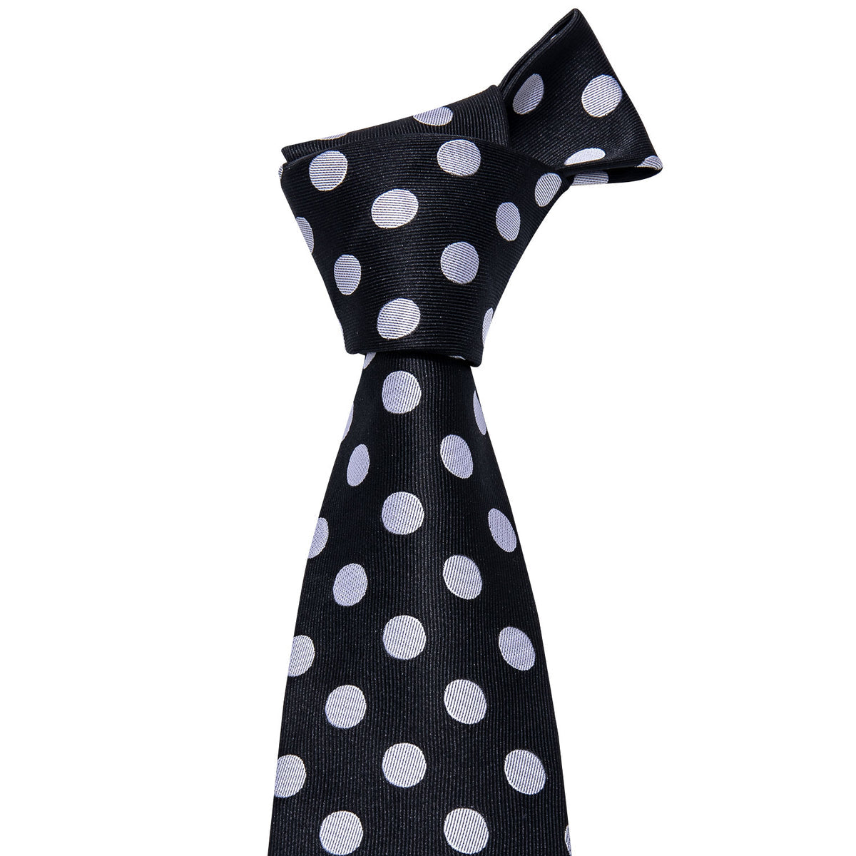 Black Silver Polka Dot Tie, Pocket Square and Cufflinks Set tie sets    - Sophisticated Gentlemen