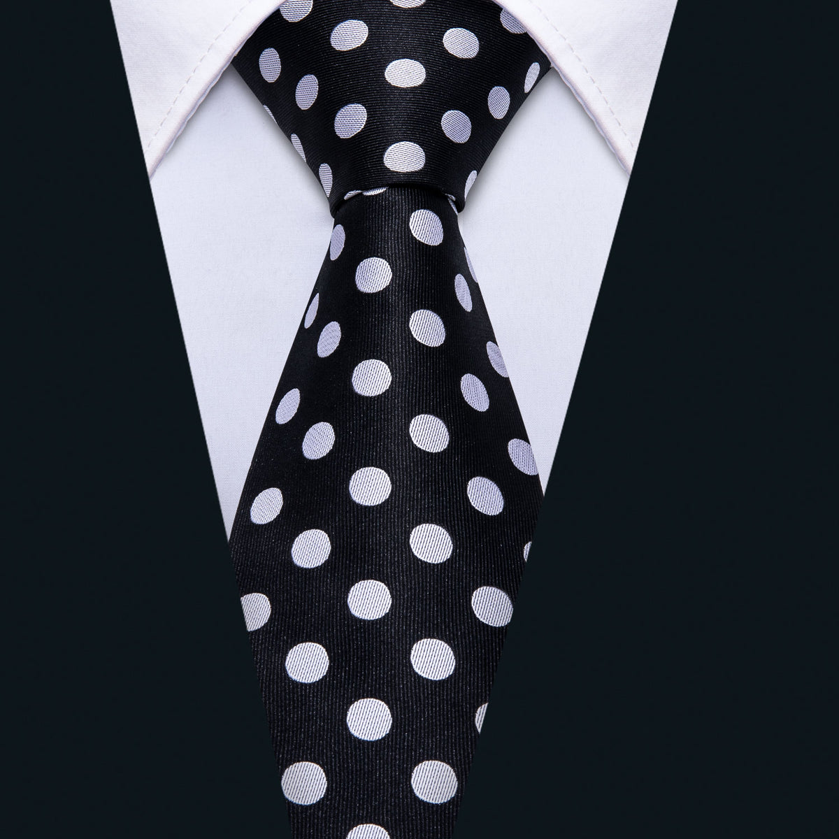 Black Silver Polka Dot Tie, Pocket Square and Cufflinks Set tie sets    - Sophisticated Gentlemen