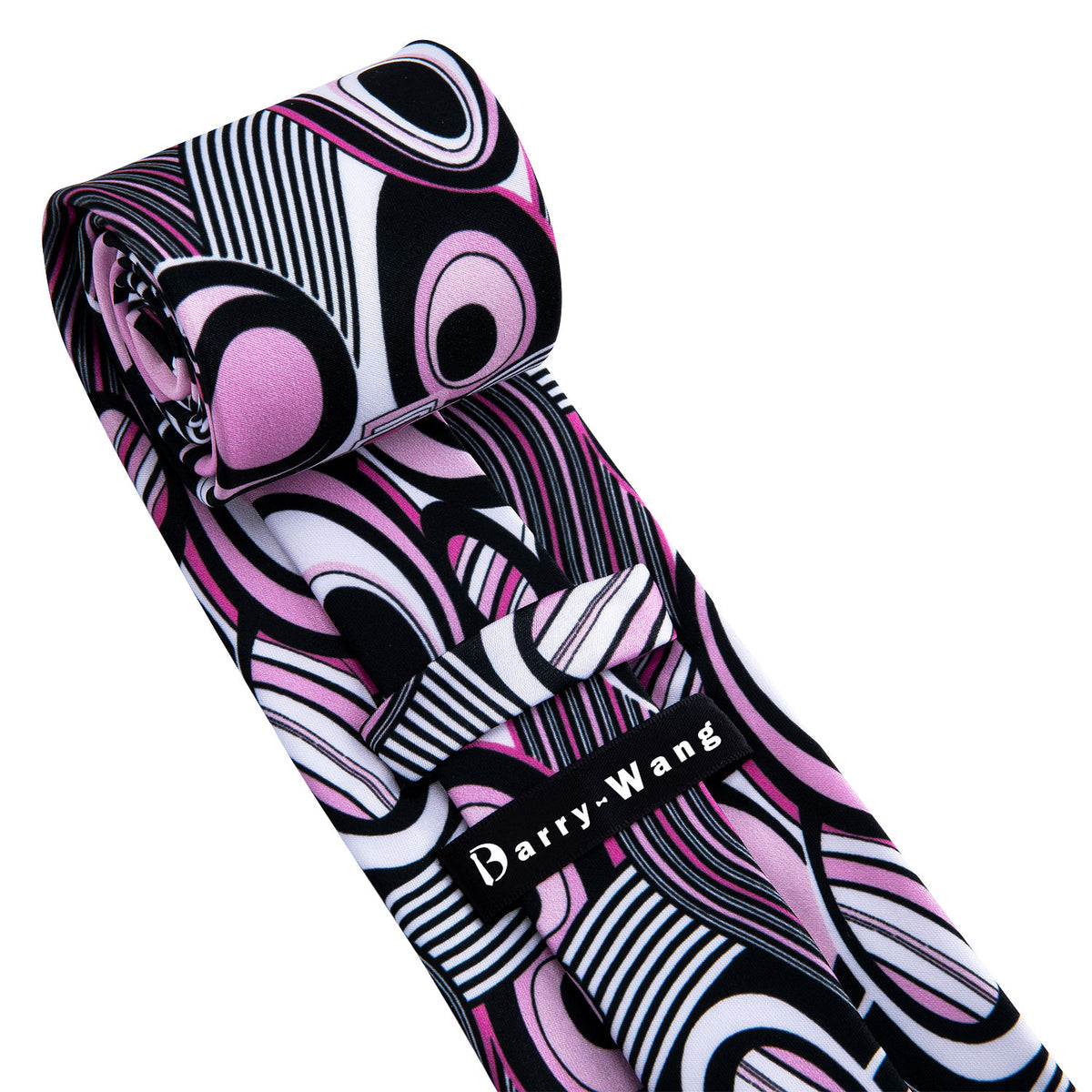 Black Pink Novelty Silk Tie, Pocket Square and Cufflinks Set tie sets    - Sophisticated Gentlemen