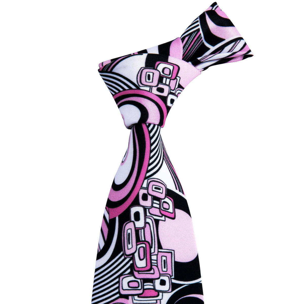 Black Pink Novelty Silk Tie, Pocket Square and Cufflinks Set tie sets    - Sophisticated Gentlemen